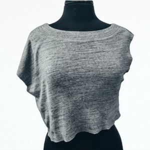 Splendid Gray Short Sleeve Tee Asymmetrical Athleisure Cropped Boxy T-shirt